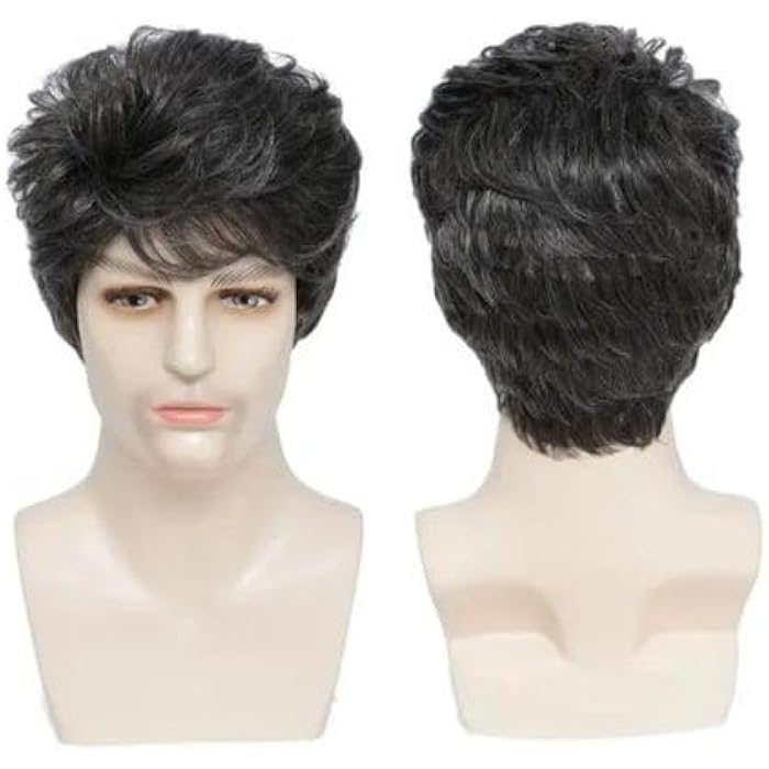 DILLARDS Men's Wig Black Heat Fiber Hair Wig With Clips For Easy Installation - Image 2